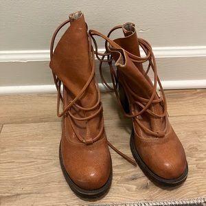 Freebird heeled booties with wrap ties